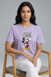 Zivame Mickey Mouse Knit Cotton Loungewear Top - Pastel Lilac — thumbnail 6